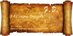 Fényes Dezső névjegykártya