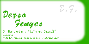 dezso fenyes business card